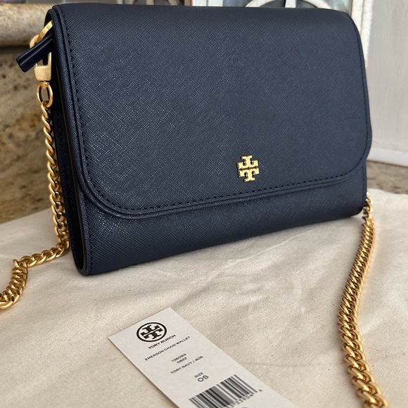 Tory Burch Emerson Chain Wallet Shoulder Leather Crossbody Bag navy - Picture 3 of 8